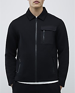 Black Slim Fit Nylon Hybrid Shacket