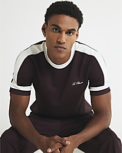 Red Slim Fit Colour Block T-Shirt