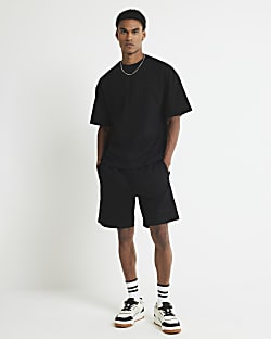 Black Oversized Fit T-Shirt And Shorts Set