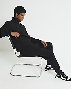 Black Regular Fit Scuba Open Hem Joggers