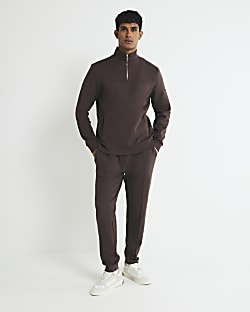 Brown Regular Fit Scuba Open Hem Joggers