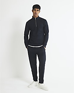 Navy Slim Fit Pique Joggers