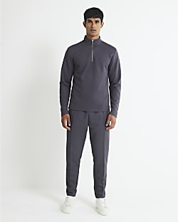Grey Slim Fit Pique Joggers