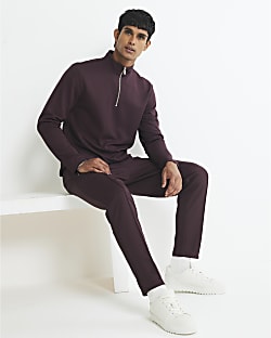 Red Slim Fit Pique Joggers