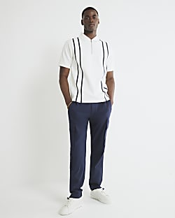 White Slim Fit Taped Polo Shirt