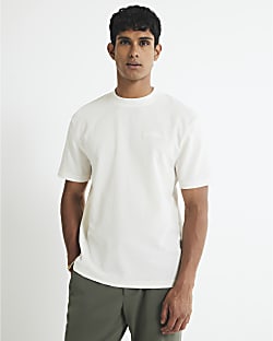 Beige Regular Fit Linen Blend T-Shirt