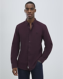 Red Regular Fit Washed Shirt