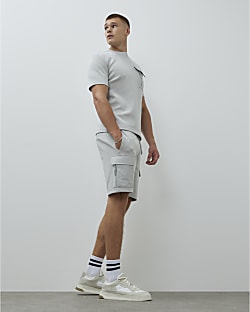 Grey Slim Fit Hybrid Shorts