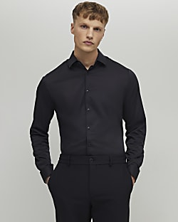 Black Muscle Fit Long Sleeve Shirt