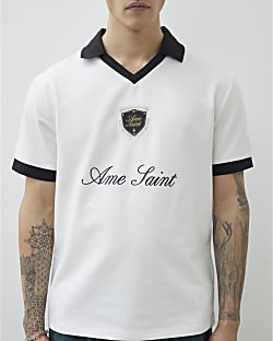 White Ame Saint Football Polo Shirt