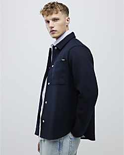 Navy Curved Hem Overshirt