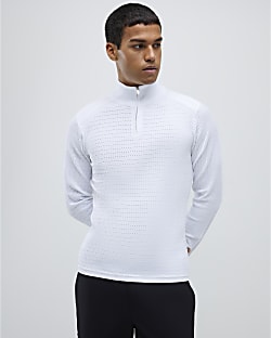White Long Sleeve Knitted Funnel Jumper
