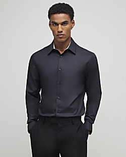 Black Slim Fit Contrast Trim Shirt