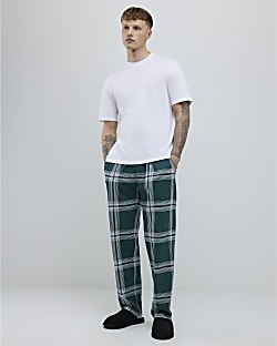Green Check White Trousers Loungewear Set