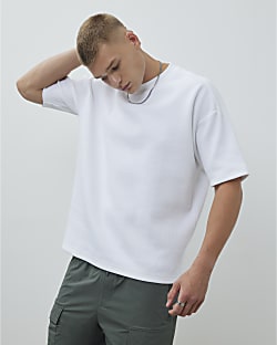 White Short Sleeve Regular Fit Ribbed T-Shirt