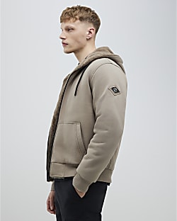 Grey Regular Fit Faux Fur Lined Hoodie