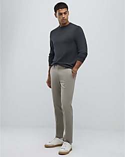 Stone Slim Fit Elasticated Chino Trousers