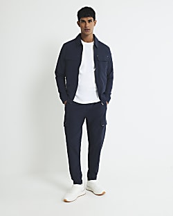 Navy Skinny Fit Cargo Trousers