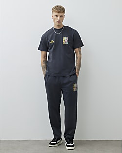 Black Regular Fit Washed Hayashima Joggers