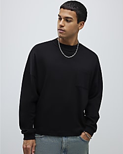 Black Oversized Fit Reverse Seam T-Shirt