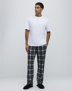 Black Check Trousers Loungewear Set