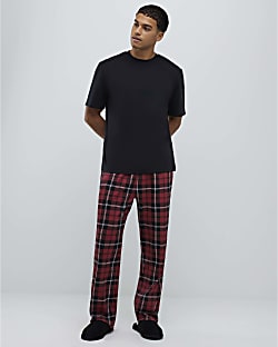 Red Check Trousers Loungewear Set