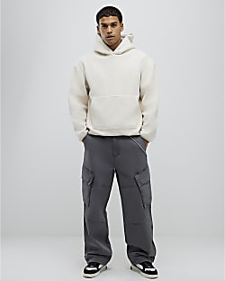 Grey Super Baggy Cargo Trousers