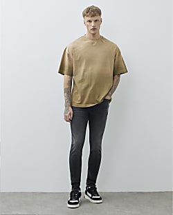 Black Skinny Fit Washed Jeans