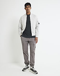 Grey Regular Fit Cargo Trousers