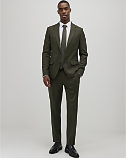 Green Skinny Fit Textured Suit Trousers
