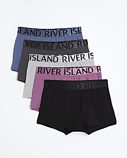 Purple Pack Of 5 Satin Trunks  