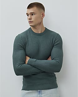 Green Long Sleeve Muscle Fit Jumper