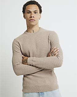 Stone Muscle Fit Textured Jumper