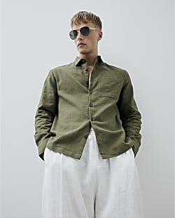Khaki Regular Fit Long Sleeve Shirt