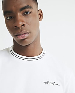 White Slim Fit Les Amis Ringer T-Shirt