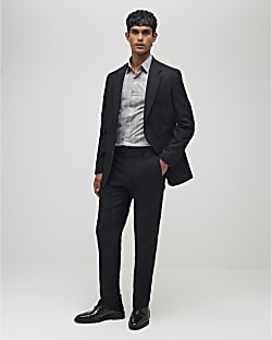 Black Regular Fit Suit Trousers