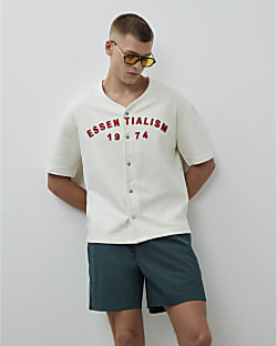 White Regular Fit Essentialism Baseball Shirt