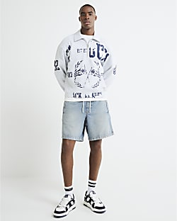 Blue Regular Fit Denim Pull On Shorts