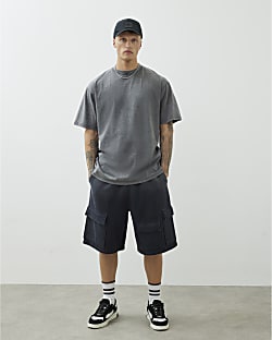 Black Short Sleeve Oversized Longline T-shirt
