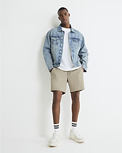 Stone Elasticated Waist Stretch Shorts