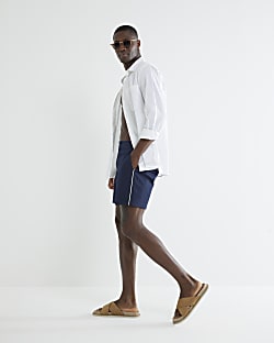 Navy Taped Swim Shorts