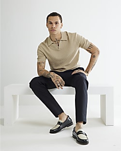 Stone Short Sleeve Open Collar Polo Shirt
