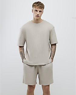 Stone Waffle T-Shirt And Shorts Set