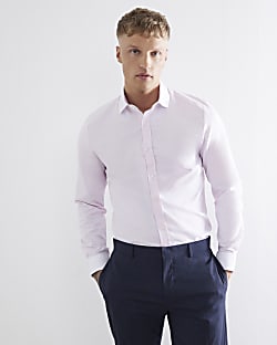 Pink Long Sleeve Stripe Cuffed Shirt