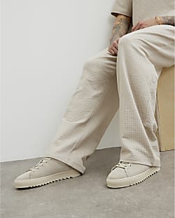 Beige Premium Suede Shark Tooth Sole Trainers