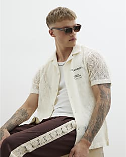 Beige Crochet Palais Short Sleeve Shirt