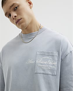 Grey Oversized Ame Saint Paris Washed T-Shirt
