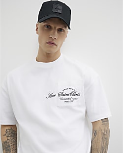 White Oversized Ame Saint Pocket T-shirt