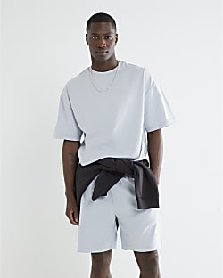 Blue Oversized Fit T-Shirt And Shorts Set