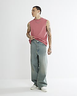Red Sleeveless Regular Fit Tank Top